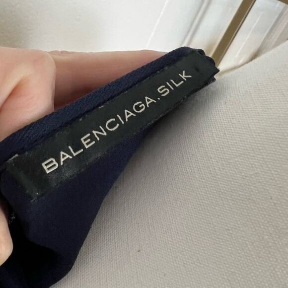 BALENCIAGA SILK Blue Dress With Pleating Size EU 38 - Picture 8 of 15